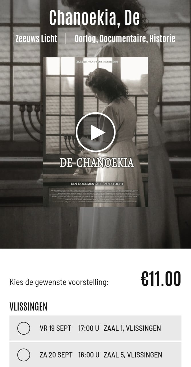 3 kaartjes voor film De Chanoekia vrijdag 19-9