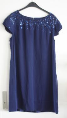 Donkerblauwe jurk met palitten  maat 42