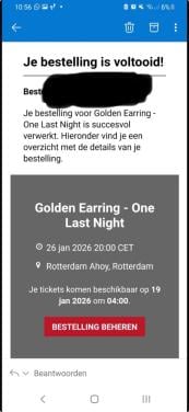 26 januari 6 staanplaatsen golden earing one last Night kaarten