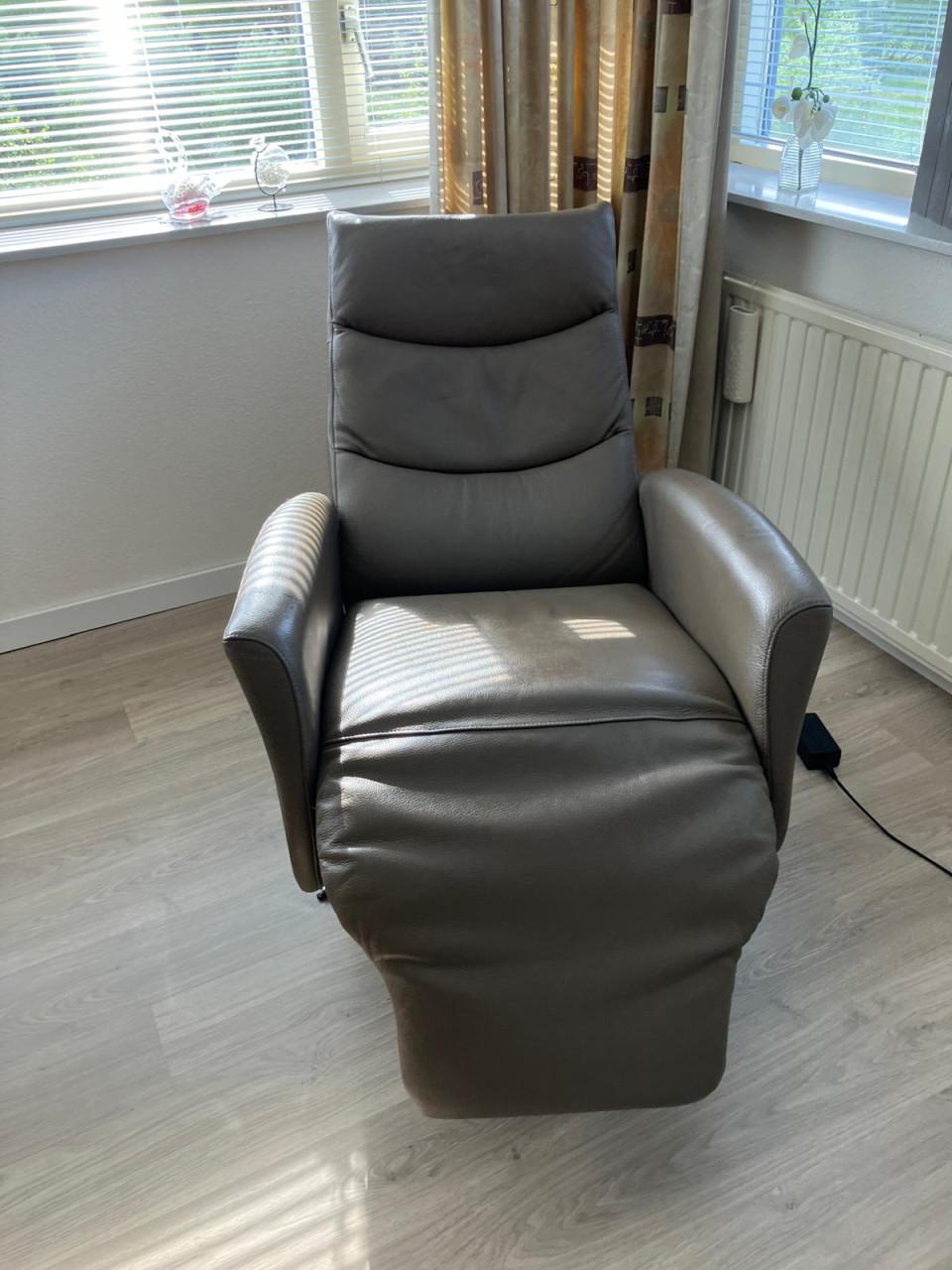 Leren relaxfauteuil taupe