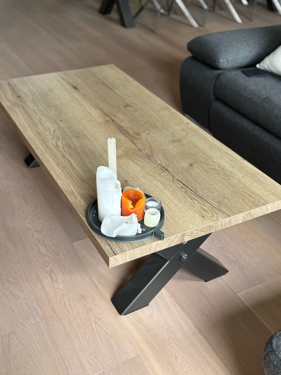 Salontafel poot X hout 135cm