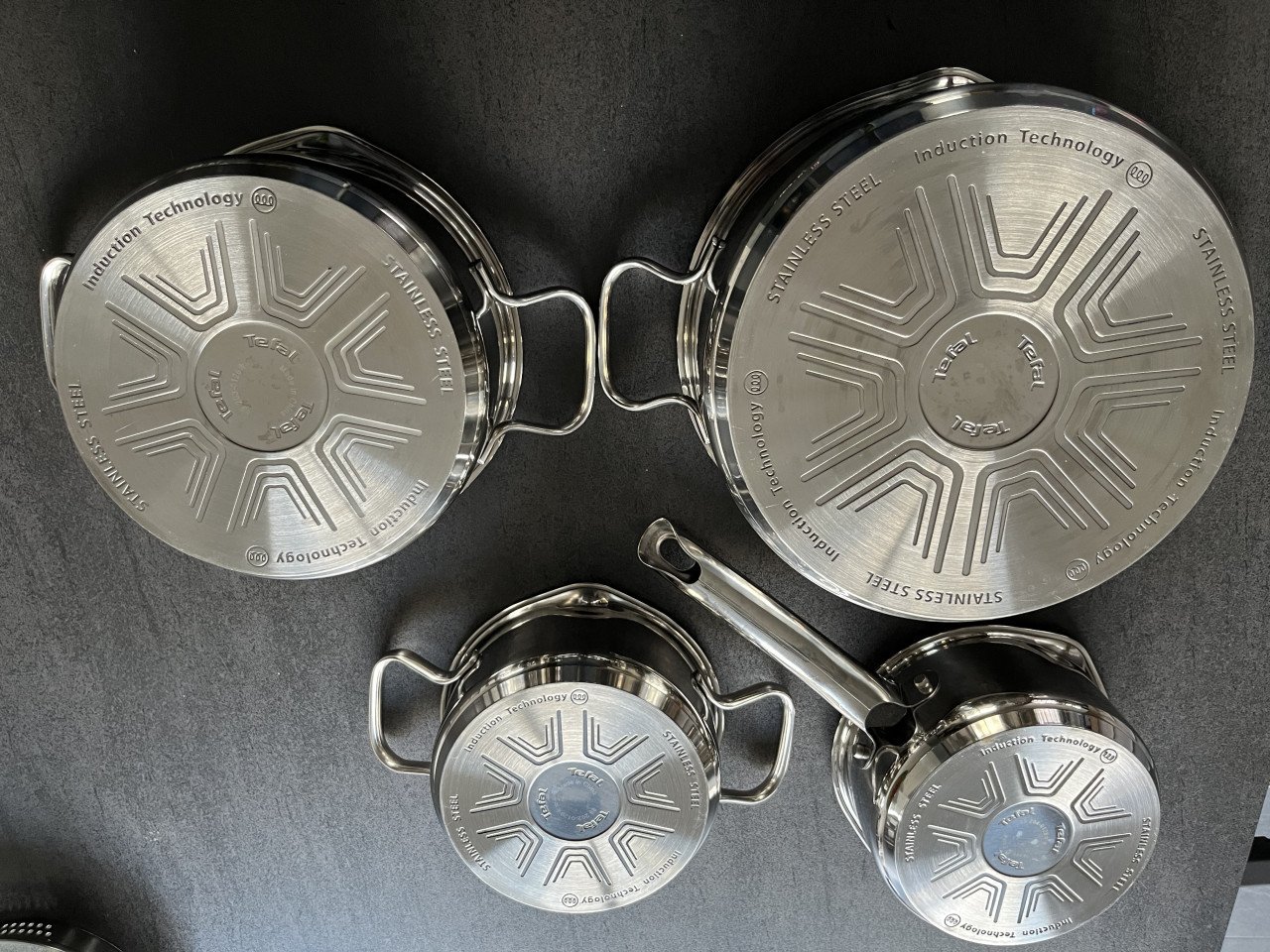 Tefal pannenset – 4-delig, RVS met glazen deksel