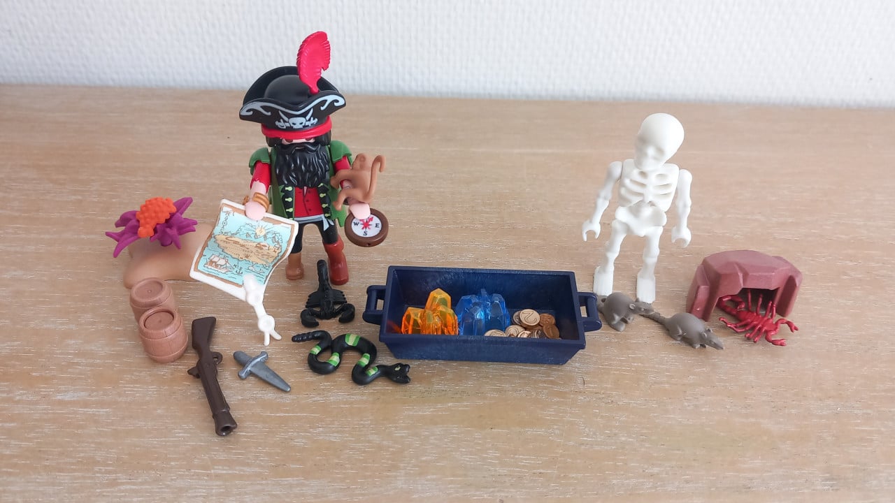 Playmobil piratenkapitein met aapje en skelet