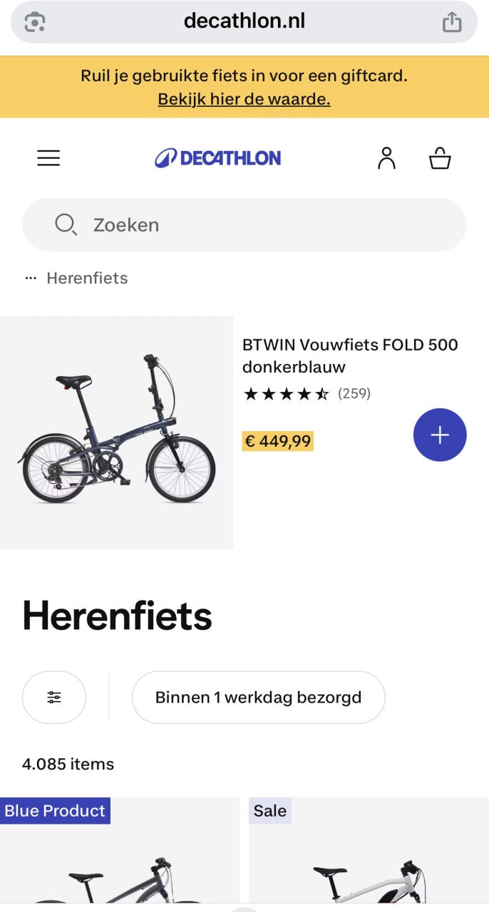 In nieuwe staat 2 vouwfietsen merk B-twin 500