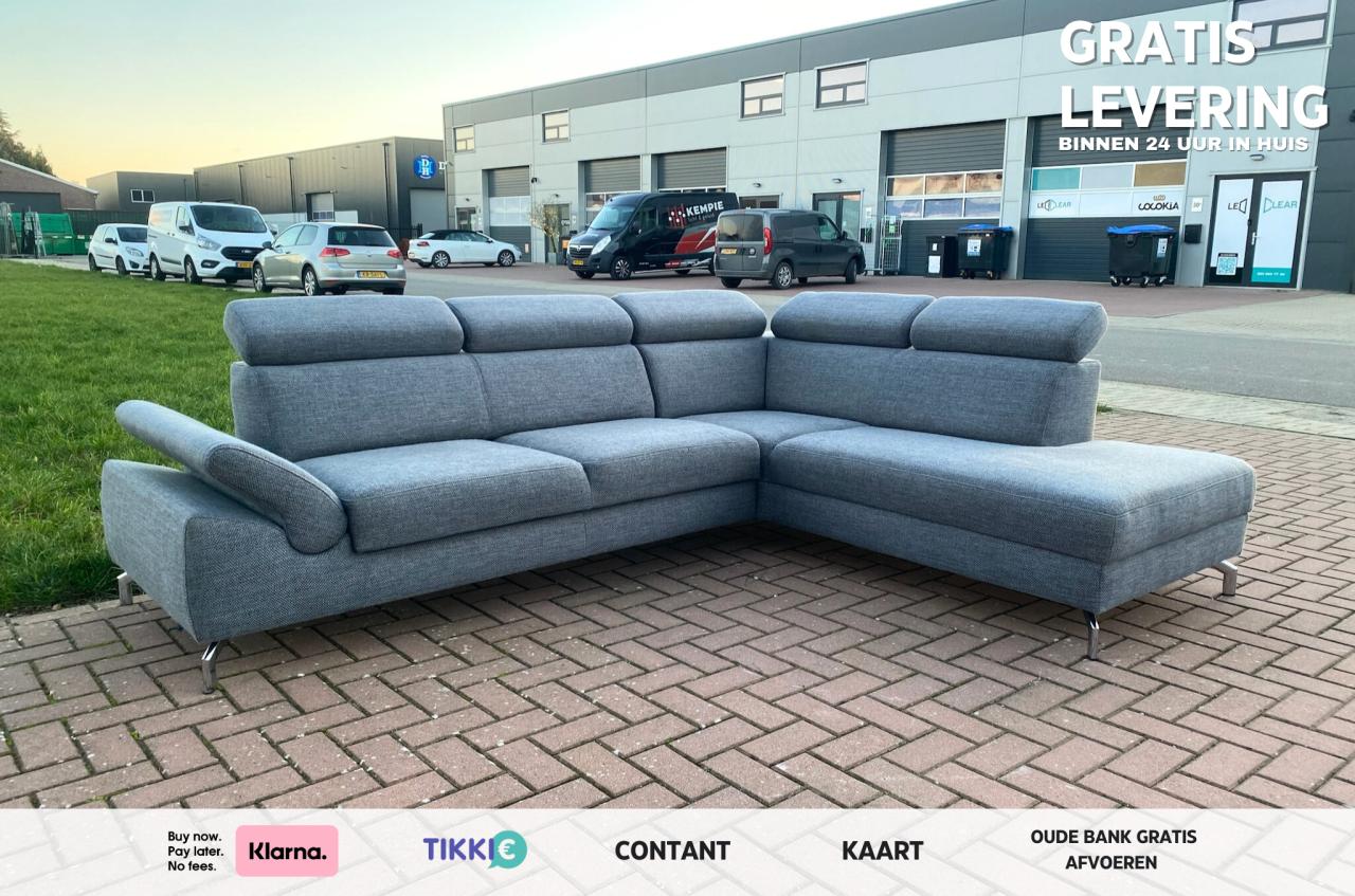 Montèl Grijze Stoffen Hoekbank- Gratis bezorging NL