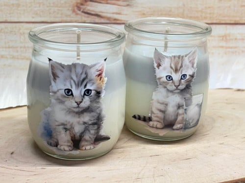 Poezen kaars in glas