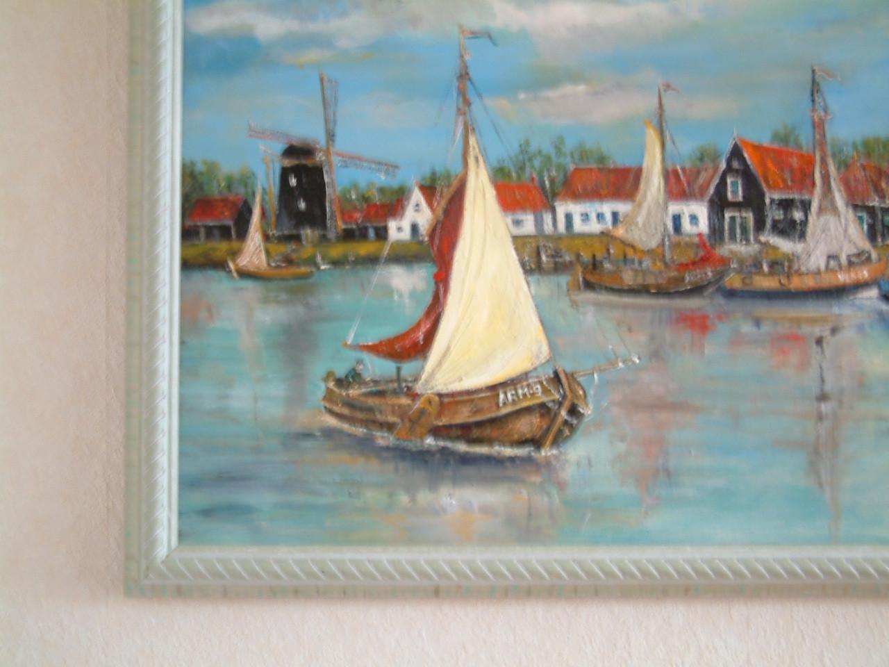 120 x 60 olie verf  de oudere werf  schilderij Jac Caljouw  Arnemuiden