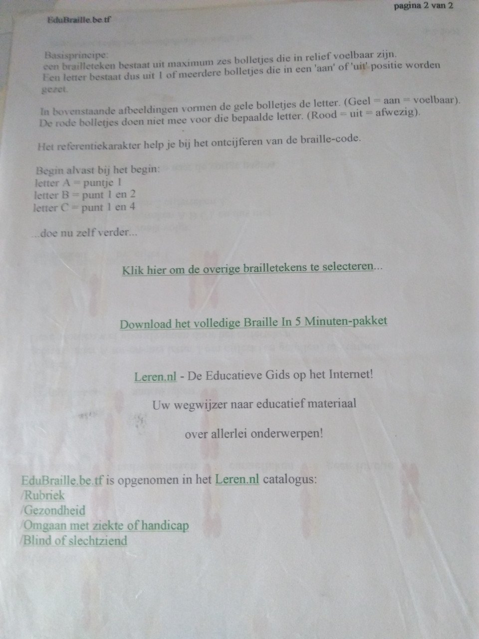 Brailleboek ' Transit' Hella Haasse incl alfabet in braille