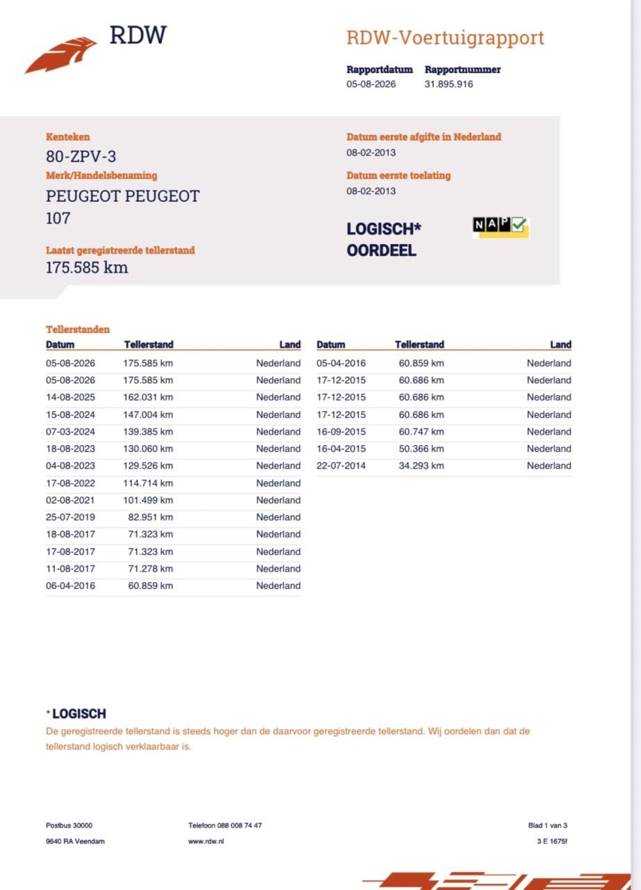 Peugeot 107 1.0 12V 5DR 2013 Zwart | NAP | NIEUWE APK!