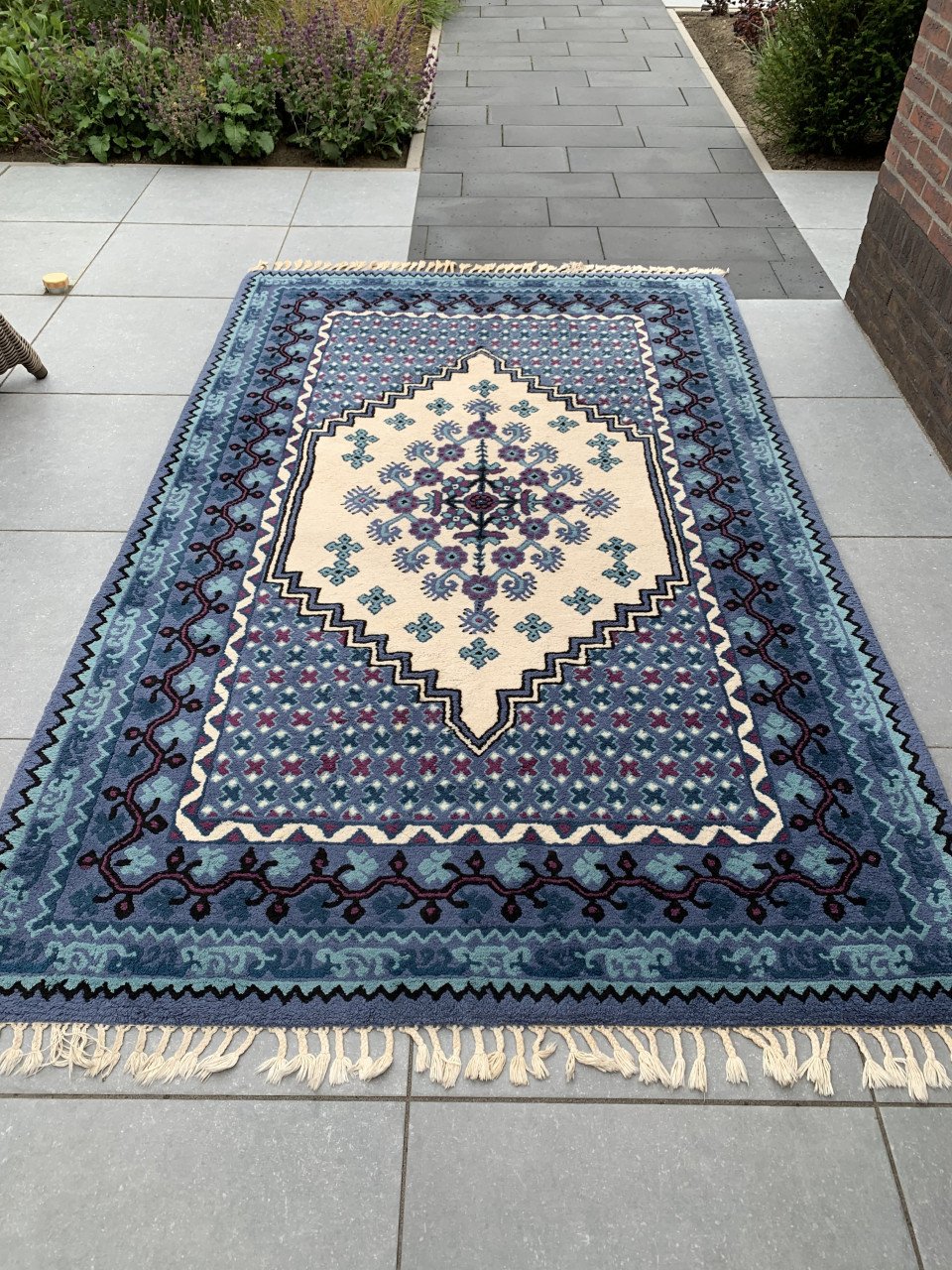 💙Schitterend Sfeervol Blauw Handgeknoopt Vintage Vloerkleed💙