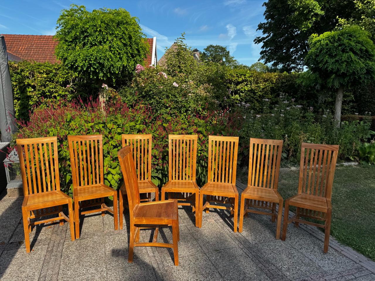 Massief Teak Eetkamer Stoelen (8 stuks)