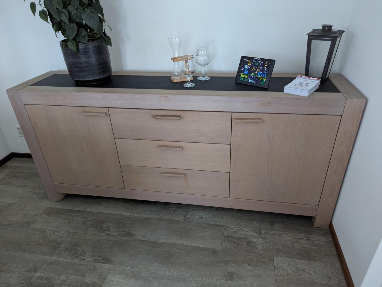 Modern eiken dressoir white wash + 2 bijpassende spiegels