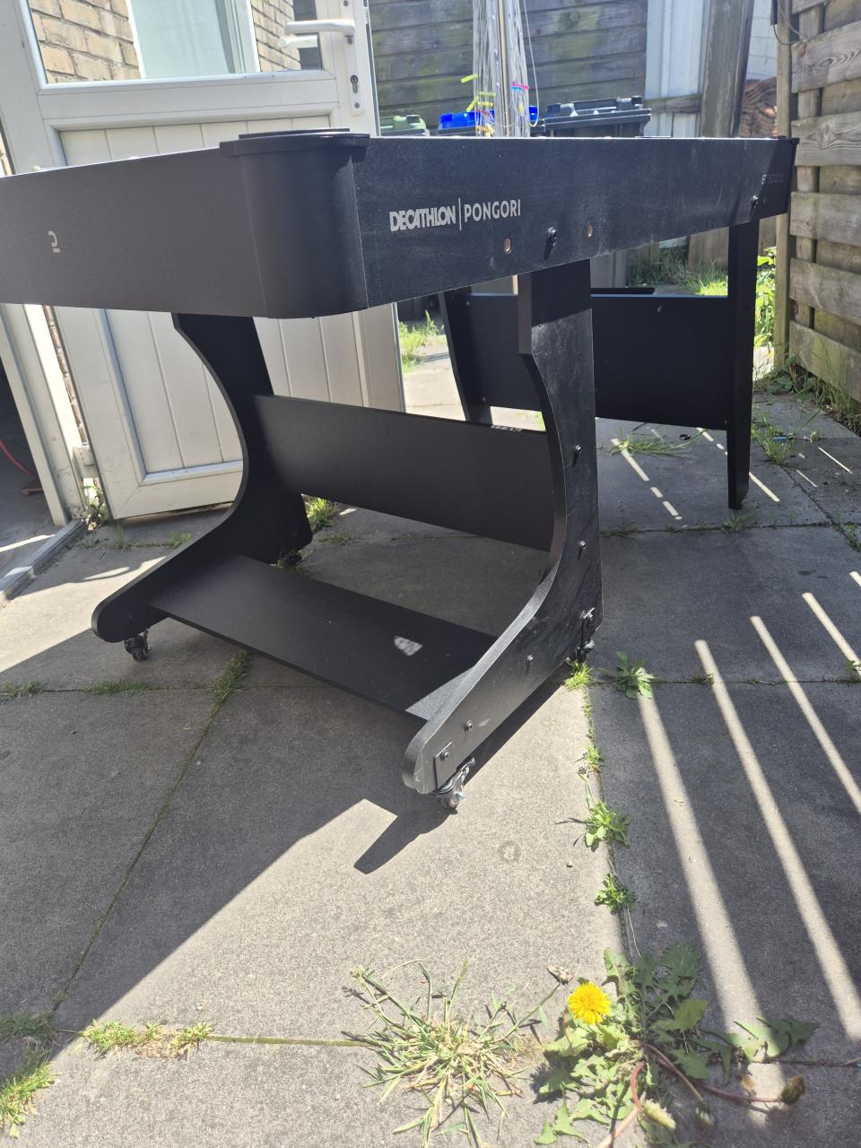 Opklapbare pooltafel BT 500 grijs laken Pongori (Decathlon)