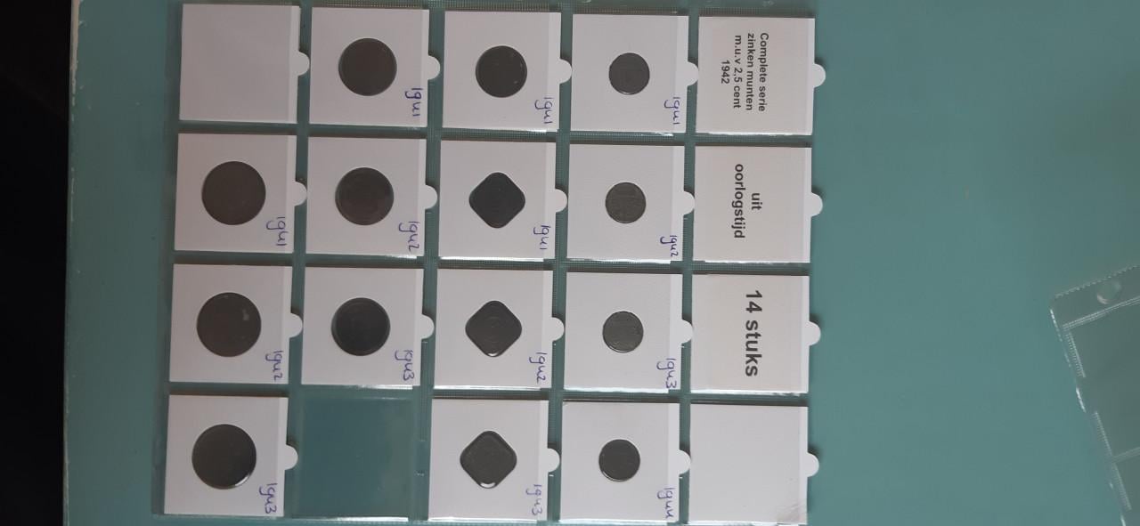 Serie zinken munten oorlogstijd