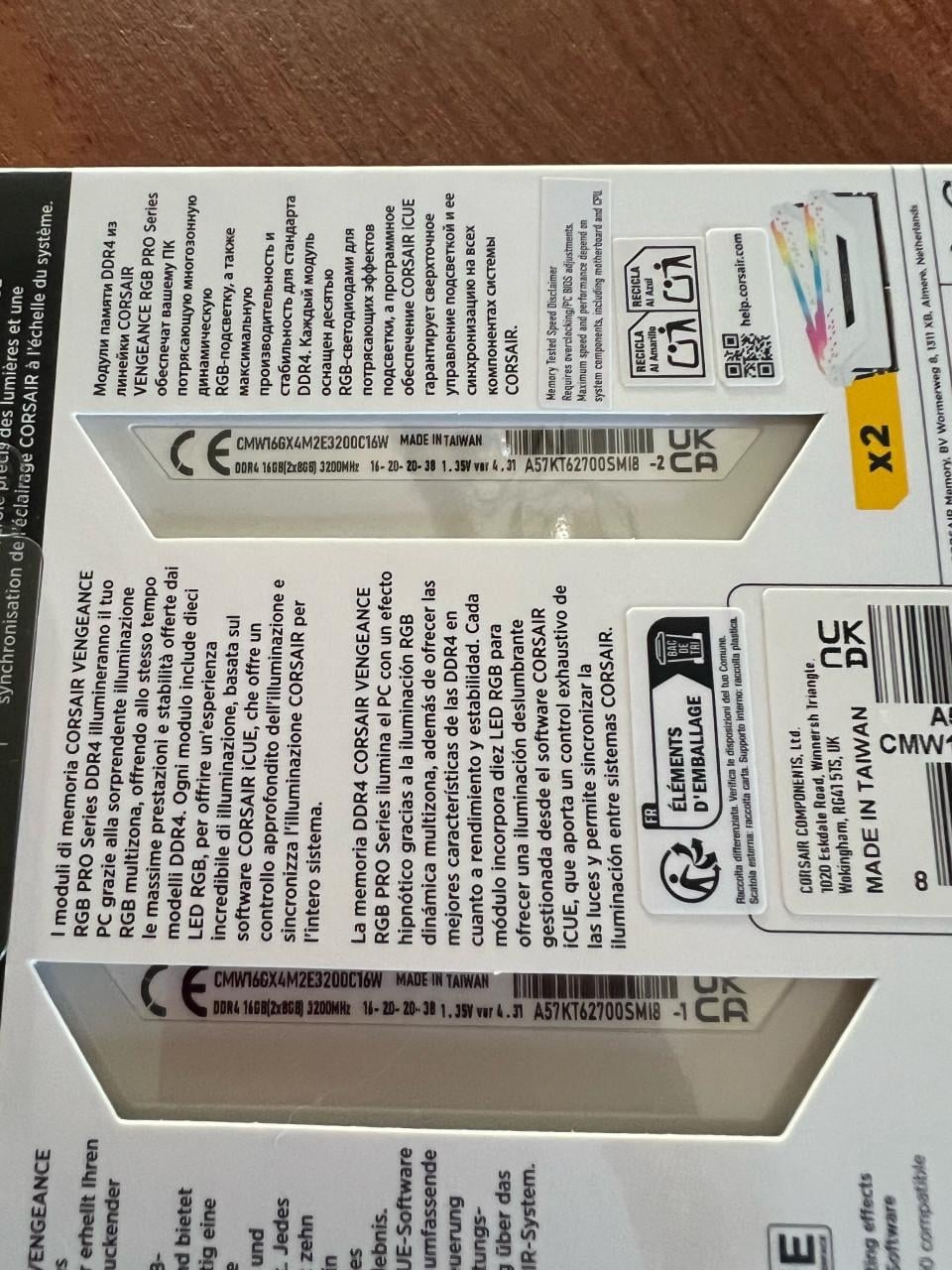 Corsair Vengeance Pro RGB 16gb 2x8gb RAM wit