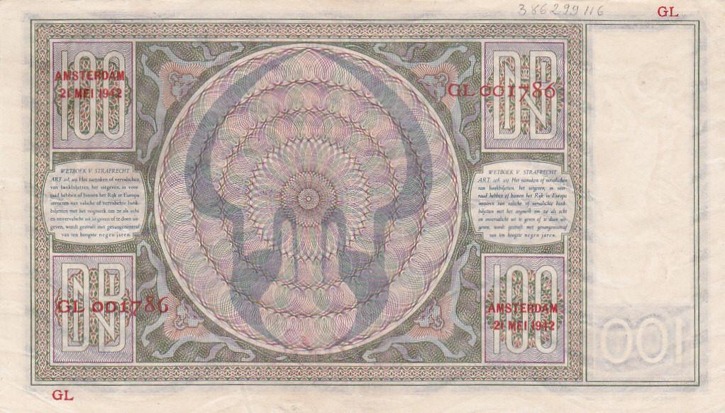 Biljet 100 Gulden 1942 Luitspelende Vrouw