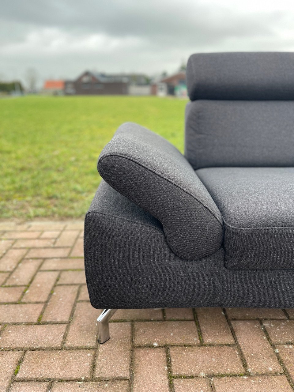 GRATIS LEVERING HEEL NL Montel 3-zits Antraciet Bankstel + Hocker