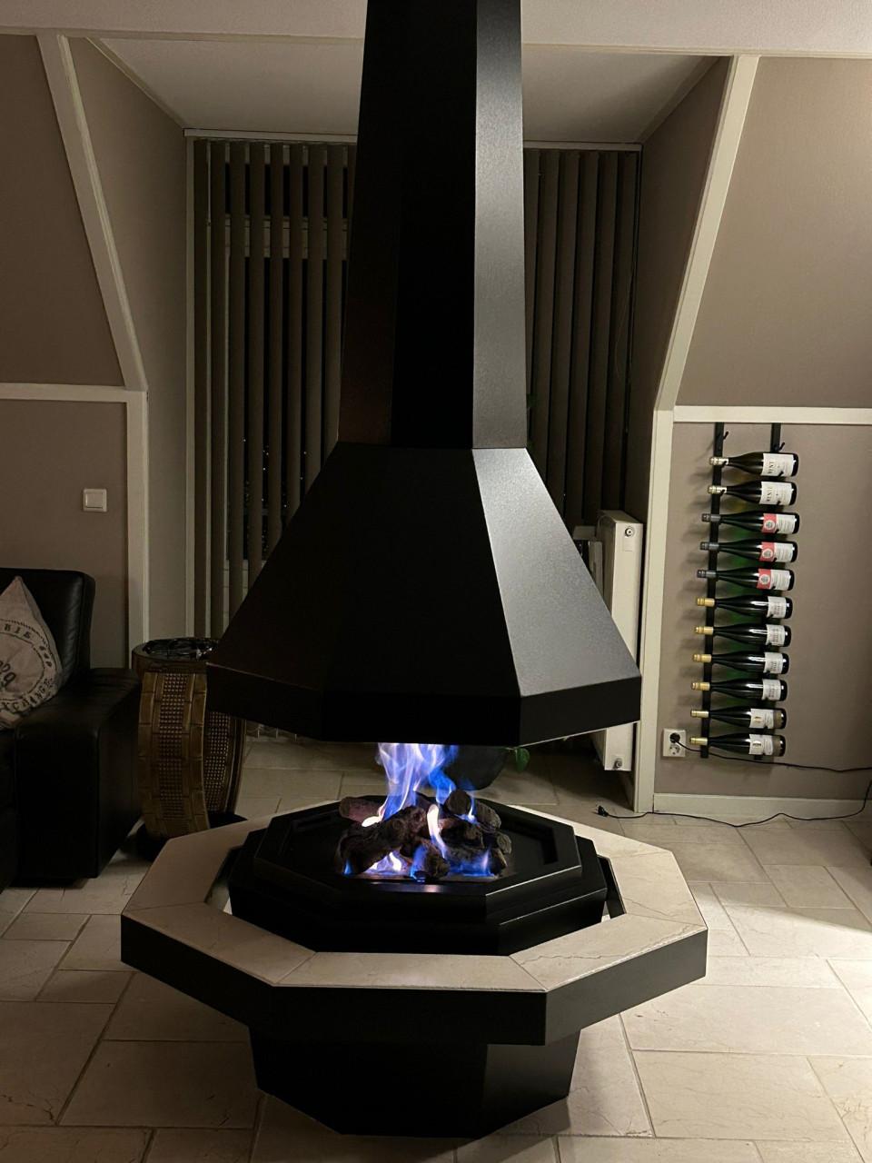 Openhaard, gas, rond