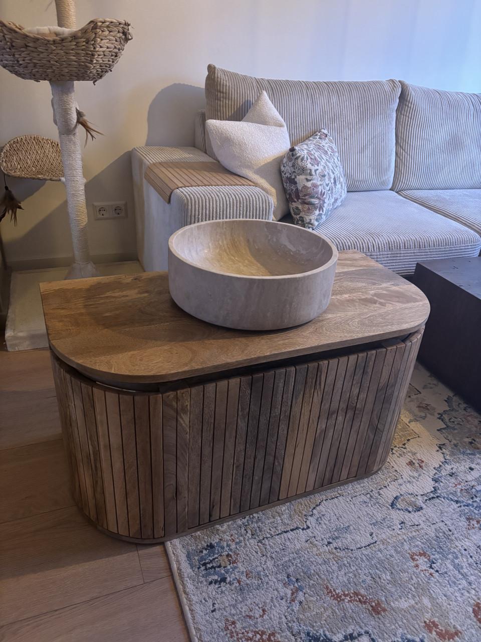 Nieuw badkamermeubel massief mangohout met waskom