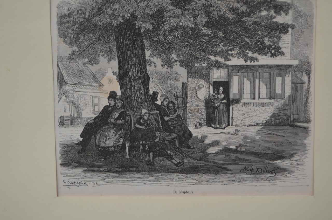 Kleine ets getiteld 'de Klapbank' Laplante ca. 1870
