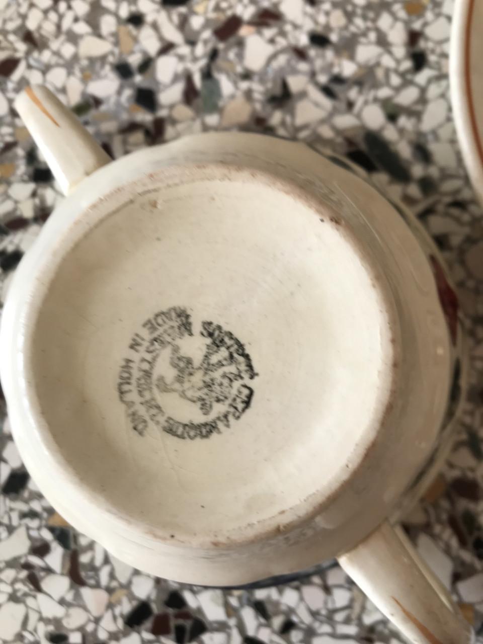 Boerenbont soepkom met schotel