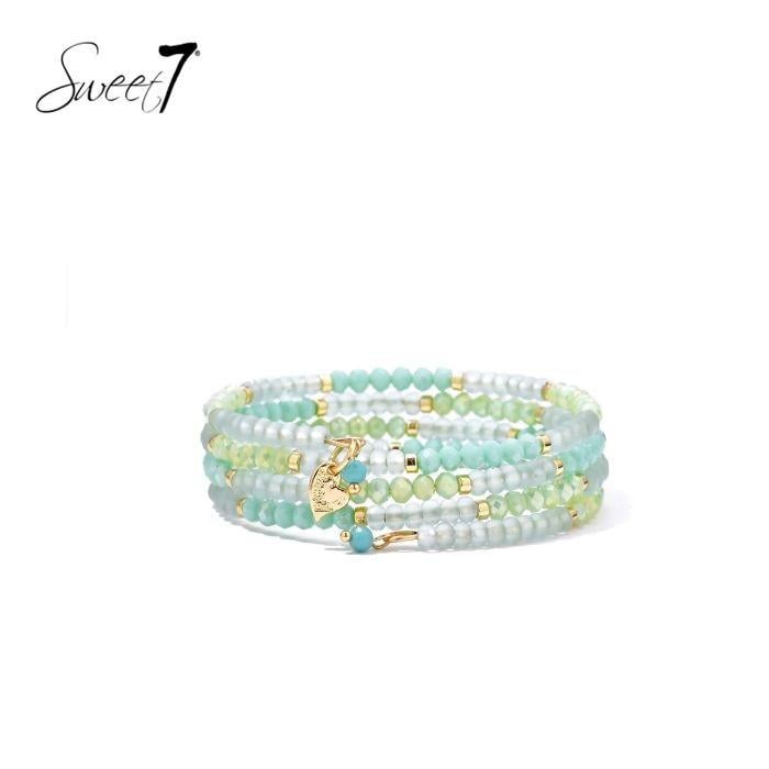 Armband groen met kralen in mint en goudtinten