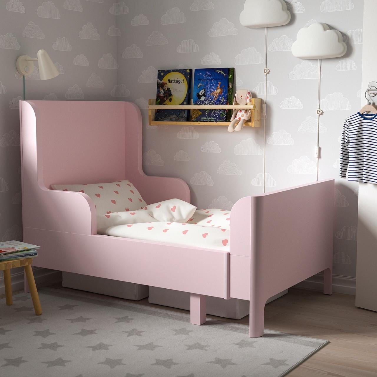 IKEA SMÅSTAD uitschuifbaar roze kinderbed