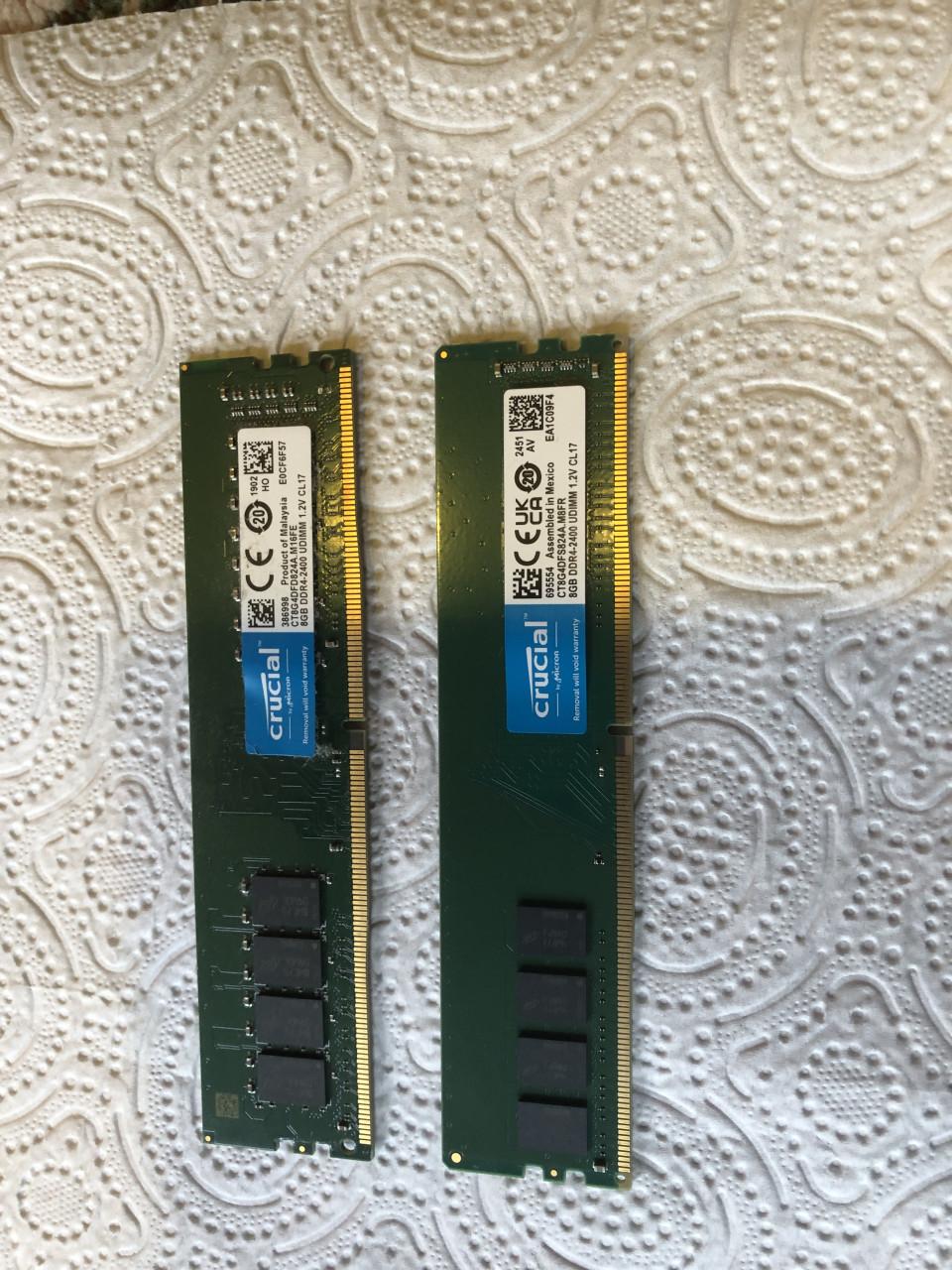 2 x 8 gb DDR4 -2400 geheugen CL17