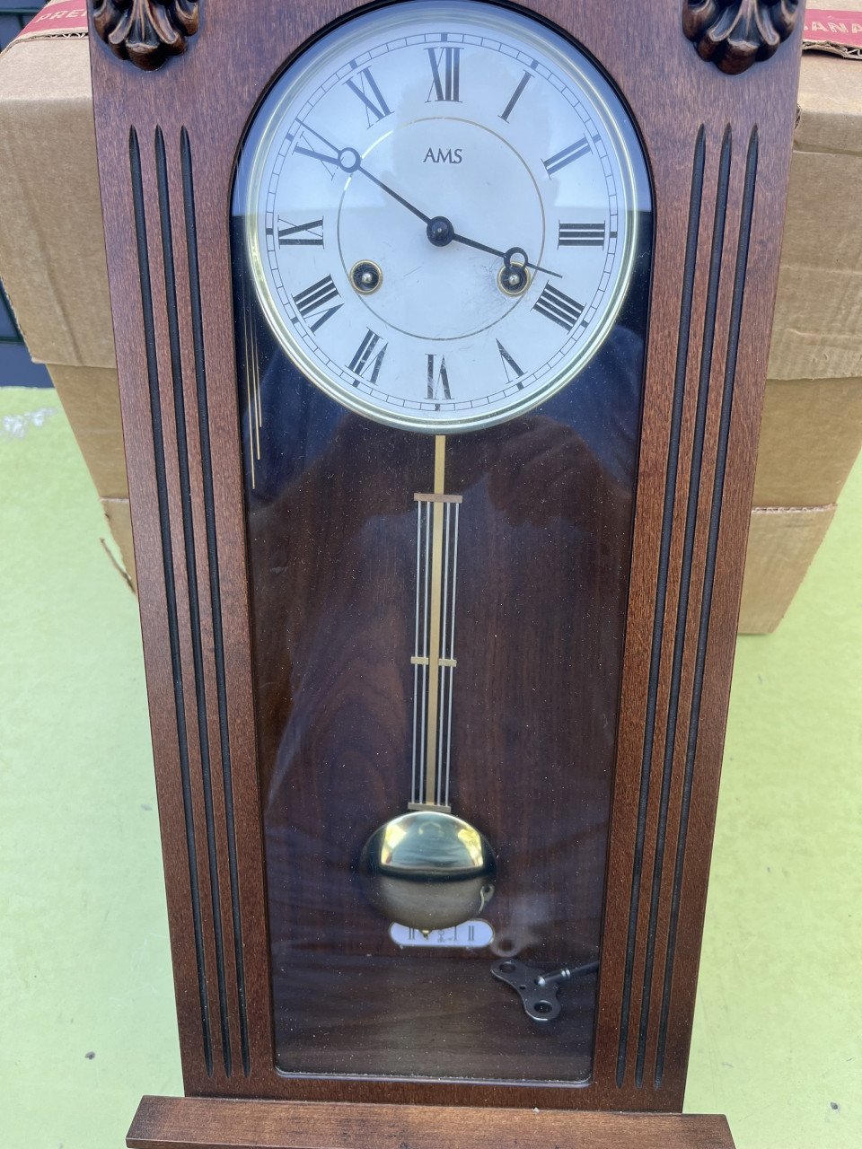 AMS houten regulateur wandklok