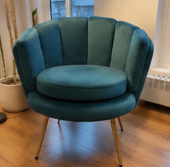 Petrolgroene velvet fauteuil, Light & Living