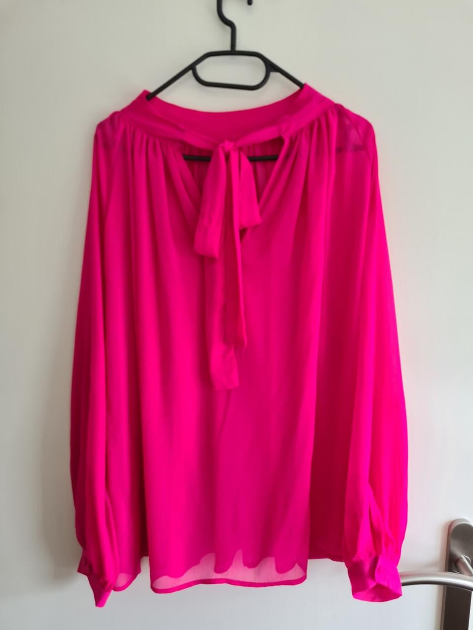 Fuchsia Roze Blouse met Strikdetail - Maat M tot XL