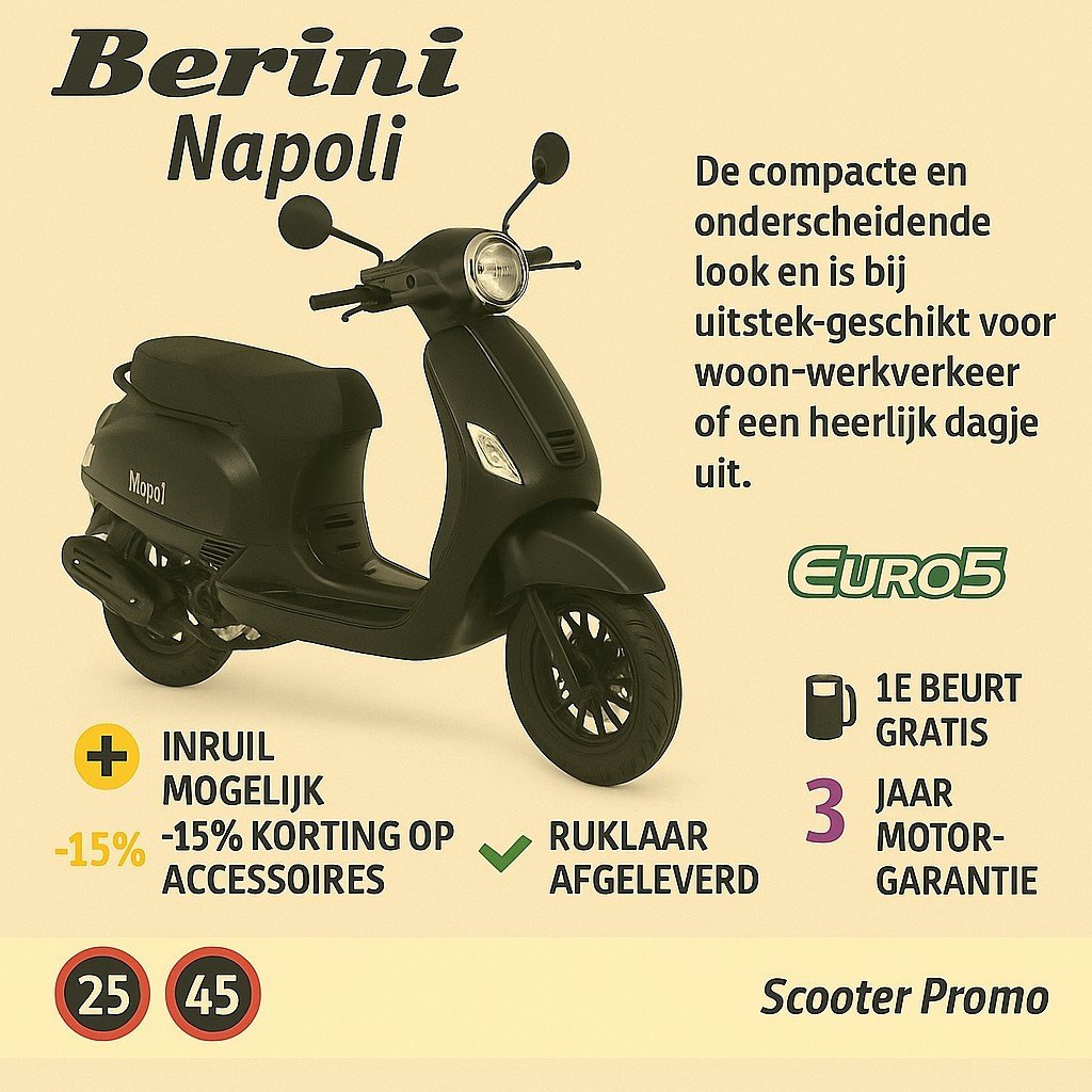 De Berini Napoli met stijlvolle Riva look is weer op voorraad.