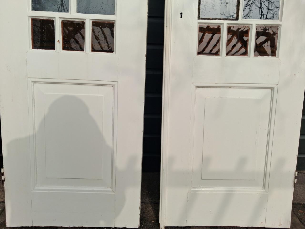 Set ouderwetse keukenkast deuren met glas