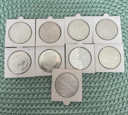 9 Zilveren 50 Gulden stukken