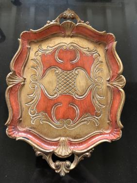 Mooi Italiaans/Florentijns houten dienblad met gouden details