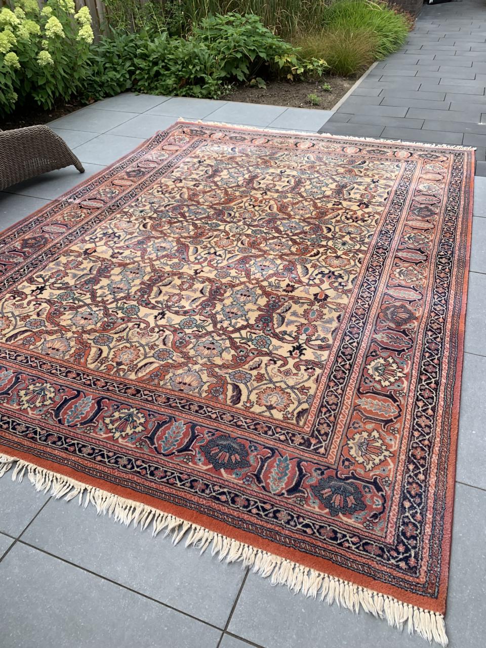 💐Prachtig Sfeervol Oud Roze Vintage Vloerkleed Zuiver Scheerwol💐