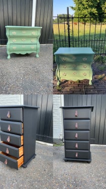 Te kooo 2 mooie ladekastjes groen buikkastje en zwart ladekast