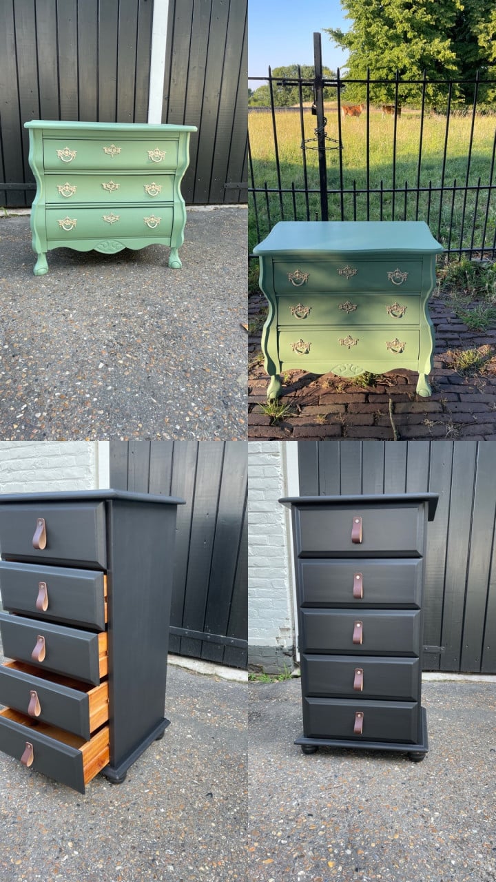 Te kooo 2 mooie ladekastjes groen buikkastje en zwart ladekast