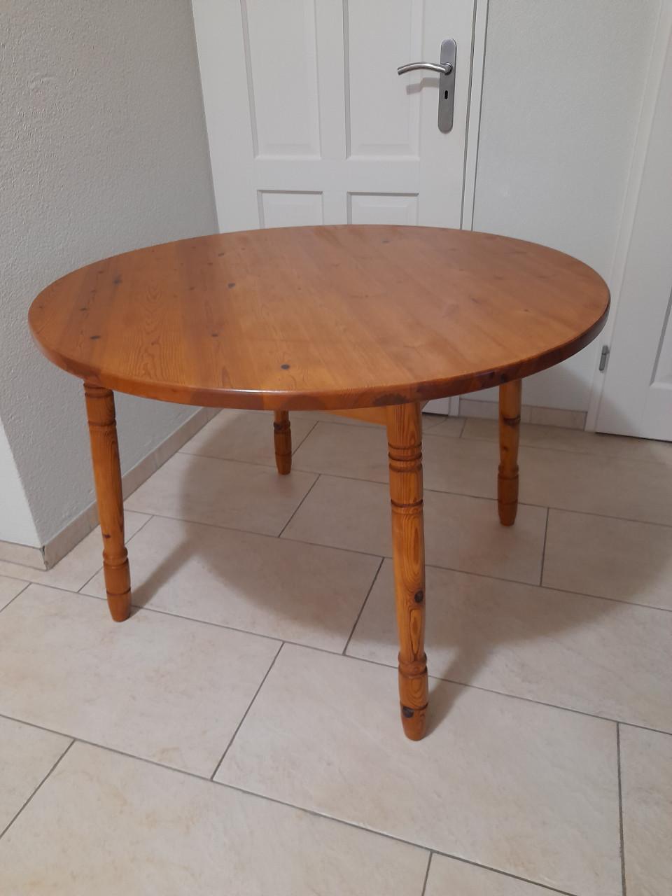 Massief houten ronde tafel 106 x 73H ( in goede nette staat )