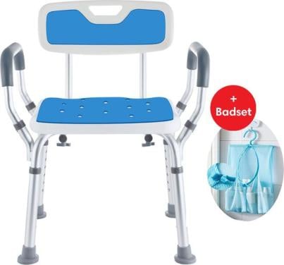 Douchestoel met afneembare rugleuning en armleuning – anti slip
