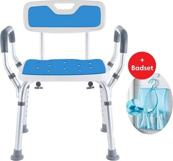 Douchestoel met afneembare rugleuning en armleuning – anti slip
