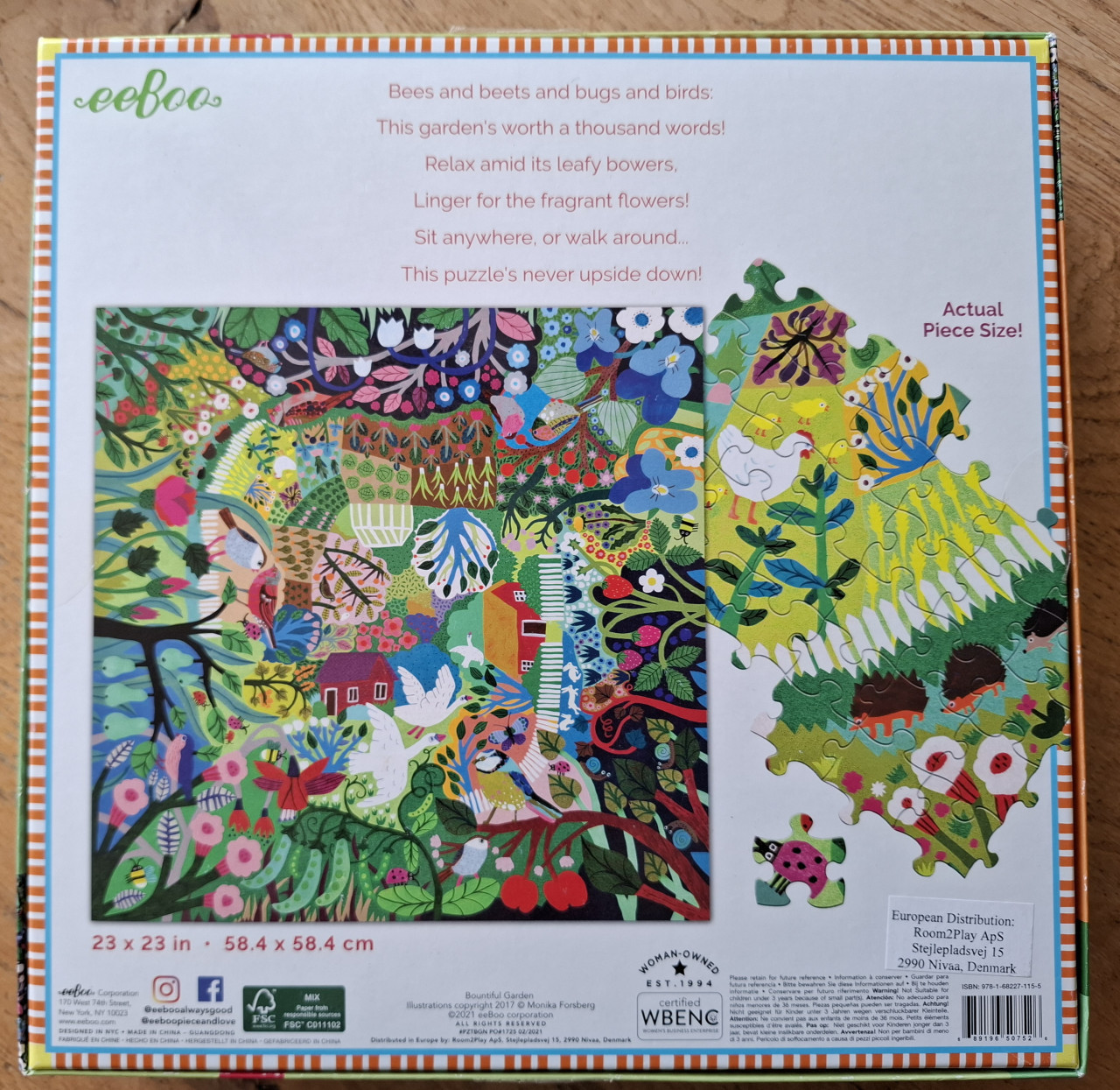 Legpuzzel Bountiful Garden (eeBoo), 1.000 st., z.g.a.n. 58,4 x 58,4cm.
