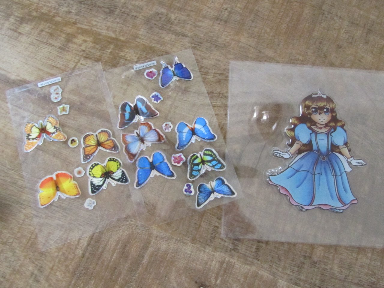 Vlinders en prinses om kaartjes mee te maken
