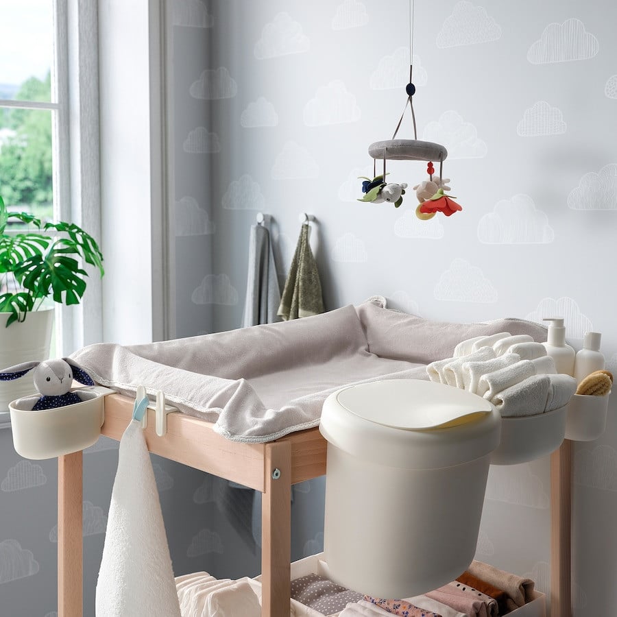 Ikea Aankleedkussen + Commode accessoires, Potje en Slab - zgan