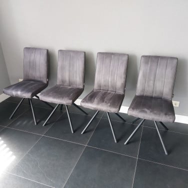 4 eetkamerstoelen Henders & Hazel antraciet met zwart metalen poten