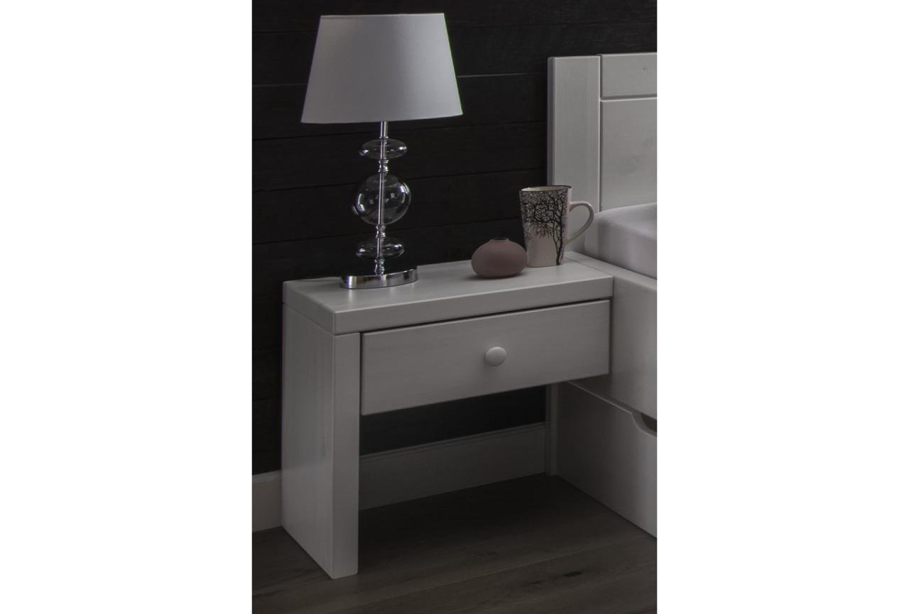 Massief grenenhout. Bed ODIN met bedlades. Natuur of in Wit