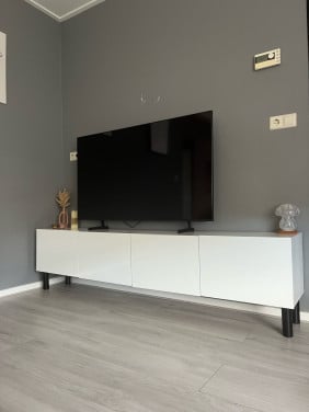 Tv-meubel 200 cm, mat wit