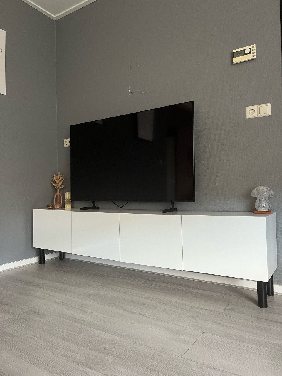 Tv-meubel 200 cm, mat wit