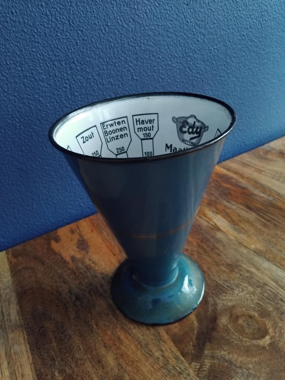 Emaille Vintage Edy maatbeker Petrolblauw