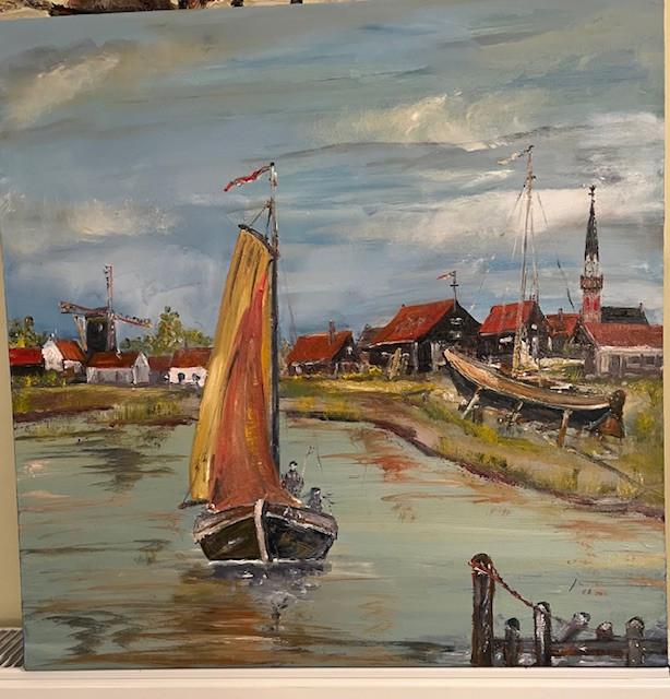 Schilderij olie verf   ---  Arm 13     van Belzen  Rotterdam